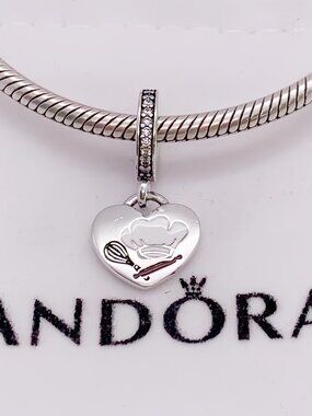 Pandora Engravable Baking Tools Heart Dangle Charm